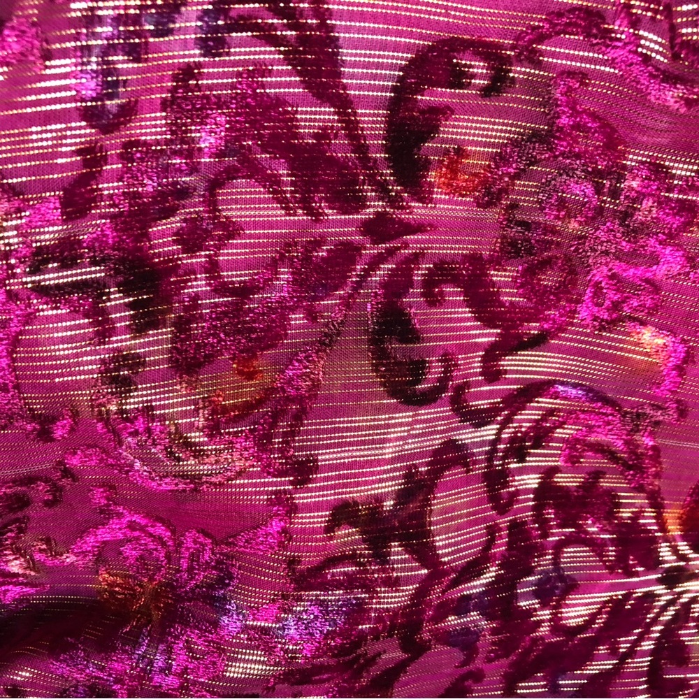 LOFT NEW Petite Size 10 Elegant Velvet Fuchsia Wrap Dress. Mini,Shimmer Floral. - Picture 10 of 12